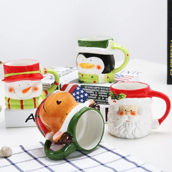 Vianočné Keramické Vtipné Hrnčeky 3D Zvierat Kávu, Poháre Cartoon Master Teacup Osobný Darček Office Teaware Vody Kungfu Drinkware