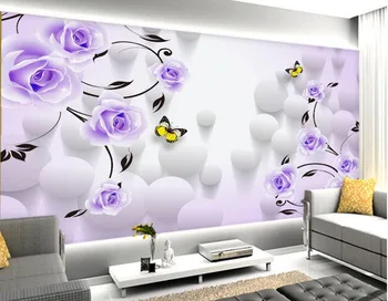 Vlastné foto tapety 3D Eurpean Purple Rose romantické pozadie 3d nástenné maľby Domáce Dekorácie