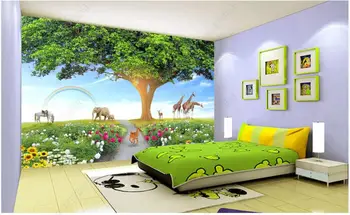Vlastné foto tapety na steny 3 d nástenné maľby Moderné Modernej karikatúry strom živočíšneho sveta detskej izby záhrada papier pozadí steny