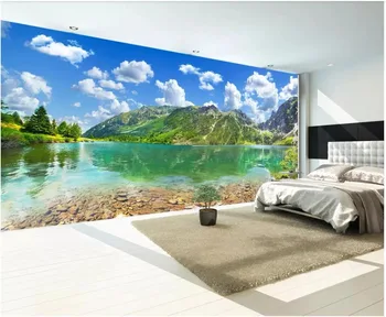 vlastné nástenné 3d foto tapety na stenu Planiny horské jazero krajiny domova obývacia izba tapety na stenu 3 d