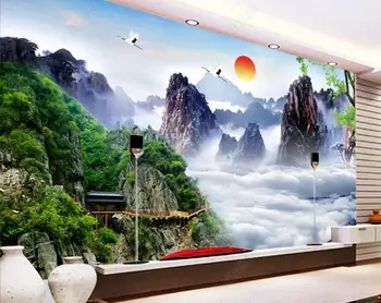 vlastné nástenné 3d foto tapety Čínsky štýl mountain cloud scenérie maľovanie spálňa domova tapety na steny kotúčoch 3D