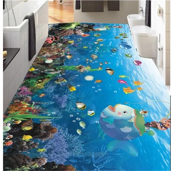 Vlastné podlahy stereoskopické 3d tapety 3D Ocean World Podlahové Dekorácie, Maliarstvo, pvc samolepiace tapety