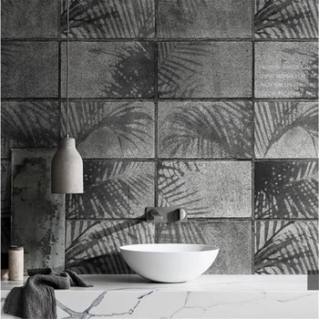 wellyu 3D stereo cement, tehla vzor tehla tapety Nordic moderný minimalistický banán leaf tapety obývacia izba pozadí na stenu