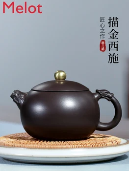 Yixing Fialová Piesku Kanvica Slávny Ručné Veľké Domáce Čaj Nastaviť Kanvica Jednu Kanvicu Maľované Jin Shi Xi