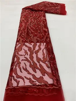 Červená Sequin Afriky Čipky Textílie 2022 Vysoko Kvalitnej Čipky Nigérijský Svadobné Svadobné Výšivky Francúzskej Čipky A Tylu Textílie