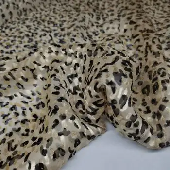 Čistý Hodváb 12mm vypálenými Šaty Mäkkej Tkaniny Leopard Tlač DIY Šitie Tričko Svadobné Materiál Tkaniva