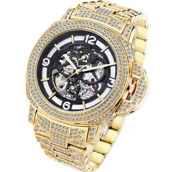 Ľadový Z AAA Diamanty, Hodinky pre Mužov Kostra Tourbillon Automatické Pánske Hodinky Mechanické Náramkové hodinky Muž Hodiny Luxusné Relojes