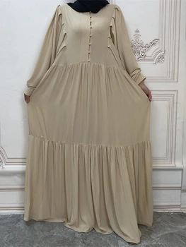 Šifón Abaya Dubaj Turecko Moslimskou Letné Šaty, Hidžáb Islam Oblečenie Tlačidlo Afriky Šaty pre Ženy Kaftan Župan Arabe Marocaine